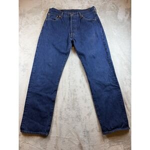 Levi's 501 Jeans Men's 36x34 Dark Blue Denim Button Fly Regular Fit (34x32)